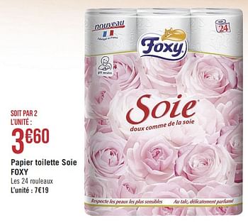 Promo Foxy papier toilette soie 2 plis chez Géant Casino