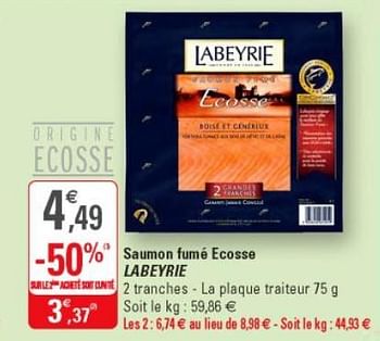 Promoties Saumon fumé ecosse labeyrie - Labeyrie - Geldig van 16/01/2019 tot 27/01/2019 bij G20
