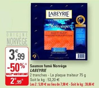 Promotions Saumon fumé norvège labeyrie - Labeyrie - Valide de 16/01/2019 à 27/01/2019 chez G20