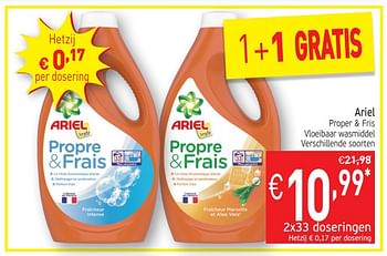Promoties Proper + fris vloeibaar wasmiddel - Ariel - Geldig van 22/01/2019 tot 27/01/2019 bij Intermarche