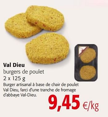 Promotions Val dieu burgers de poulet - Produit maison - Colruyt - Valide de 16/01/2019 à 29/01/2019 chez Colruyt