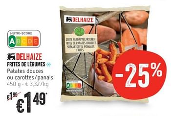 Promotions Frites de légumes patates douces ou carottes- panais - Produit Maison - Delhaize - Valide de 17/01/2019 à 23/01/2019 chez Delhaize