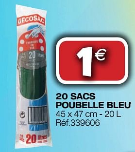 Promotions 20 sacs poubelle bleu - Produit Maison - Bricolex - Valide de 09/01/2019 à 27/01/2019 chez Bricolex