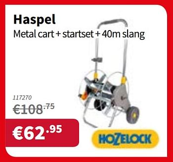 Promoties Hozelock haspel metal cart + startset + slang - Hozelock - Geldig van 17/01/2019 tot 30/01/2019 bij Cevo Market
