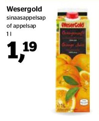 Promoties Wesergold sinaasappelsap of appelsap - Wesergold - Geldig van 17/01/2019 tot 29/01/2019 bij Spar