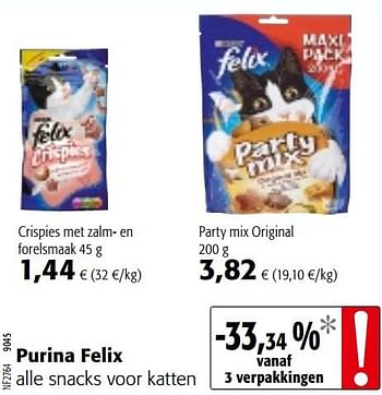 Promoties Purina felix alle snacks voor katten - Purina - Geldig van 16/01/2019 tot 29/01/2019 bij Colruyt