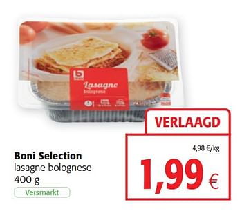 Promoties Boni selection lasagne bolognese - Boni - Geldig van 16/01/2019 tot 29/01/2019 bij Colruyt