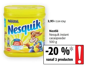 Promoties Nestlé nesquik instant cacaopoeder - Nestlé - Geldig van 16/01/2019 tot 29/01/2019 bij Colruyt