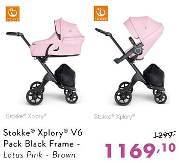 Promoties Stokke xplory v6 pack black frame - lotus pink - brown - Stokke - Geldig van 20/01/2019 tot 26/01/2019 bij Baby & Tiener Megastore