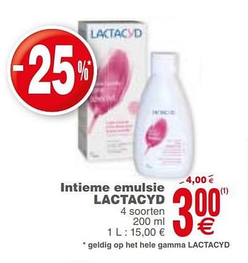 Promoties Intieme emulsie lactacyd - Lactacyd - Geldig van 22/01/2019 tot 28/01/2019 bij Cora