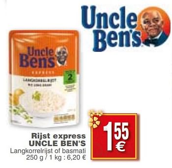 Promoties Rijst express uncle ben`s langkorrelrijst of basmati - Uncle Ben's - Geldig van 22/01/2019 tot 28/01/2019 bij Cora