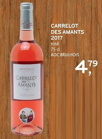 Promoties Carrelot des amants 2017 rosé aoc brulhois - Rosé wijnen - Geldig van 30/01/2019 tot 12/02/2019 bij Alvo