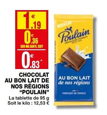 Promotions Chocolat au bon lait de nos régions poulain - Poulain - Valide de 16/01/2019 à 27/01/2019 chez Coccinelle