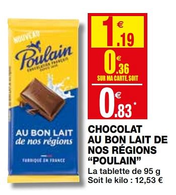 Promotions Chocolat au bon lait de nos régions poulain - Poulain - Valide de 16/01/2019 à 27/01/2019 chez Coccinelle