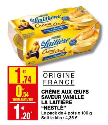 Promotions Crème aux oeufs saveur vanille la laitière nestlé - Nestlé - Valide de 16/01/2019 à 27/01/2019 chez Coccinelle