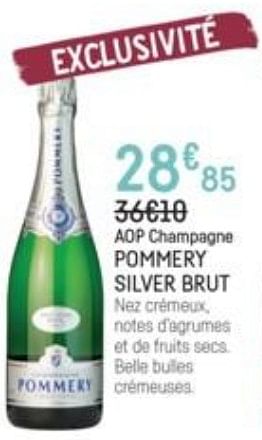 Promotions Aop champagne pommery silver brut - Champagne - Valide de 09/01/2019 à 05/02/2019 chez Nicolas