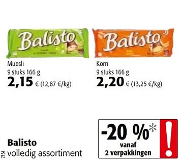 Promoties Balisto volledig assortiment - Balisto - Geldig van 16/01/2019 tot 29/01/2019 bij Colruyt