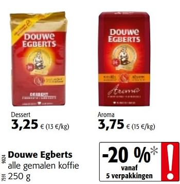 Promotions Douwe egberts alle gemalen koffie - Douwe Egberts - Valide de 16/01/2019 à 29/01/2019 chez Colruyt