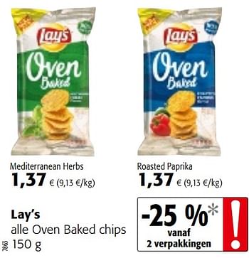 Promoties Lay`s alle oven baked chips - Lay's - Geldig van 16/01/2019 tot 29/01/2019 bij Colruyt