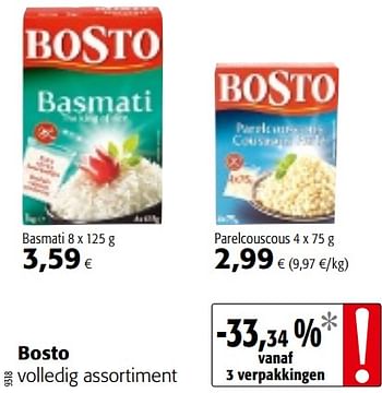 Promoties Bosto volledig assortiment - Bosto - Geldig van 16/01/2019 tot 29/01/2019 bij Colruyt