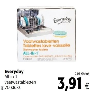 Promoties Everyday all-in-1 vaatwastabletten - Everyday - Geldig van 16/01/2019 tot 29/01/2019 bij Colruyt