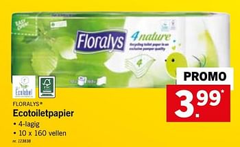 Promoties Ecotoiletpapier - Floralys - Geldig van 28/01/2019 tot 02/02/2019 bij Lidl