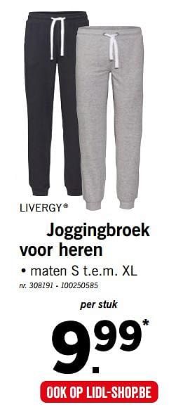 Promoties Joggingbroek voor heren - Livergy - Geldig van 28/01/2019 tot 02/02/2019 bij Lidl