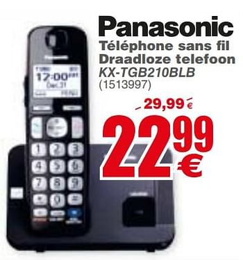 Promoties Panasonic téléphone sans fil draadloze telefoon kx-tgb210blb - Panasonic - Geldig van 22/01/2019 tot 04/02/2019 bij Cora