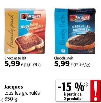 Promotions Jacques tous les granulés - Jacques - Valide de 16/01/2019 à 29/01/2019 chez Colruyt