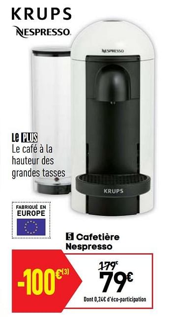 Promoties Cafetière nespresso vertuo krups yy3916fd - Krups - Geldig van 15/01/2019 tot 11/02/2019 bij Conforama