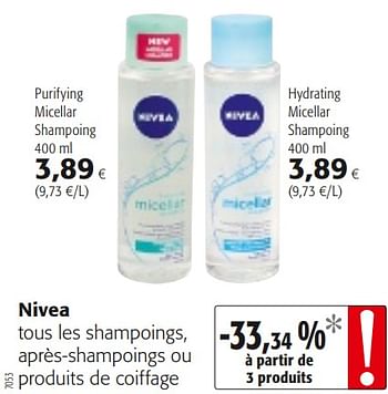 Promotions Nivea tous les shampoings, après-shampoings ou produits de coiffage - Nivea - Valide de 16/01/2019 à 29/01/2019 chez Colruyt
