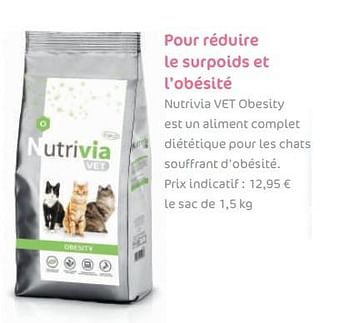 Promotion Animalis Nutrivia Vet Obesity Aliment Complet Dietetique Pour Les Chats Nutrivia Animaux Et Accessoires Valide Jusqua 4 Promobutler