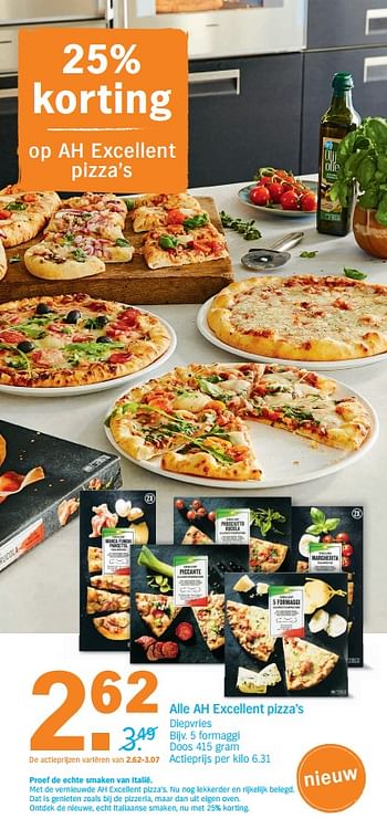 Huismerk Albert Heijn Ah Excellent Pizza 5 Formaggi Promotie Bij Albert Heijn