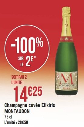 Promotions Champagne cuvée elixiris montaudon - Champagne - Valide de 22/01/2019 à 03/02/2019 chez Géant Casino