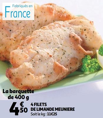 Promoties 4 filets de limande meuniere - Huismerk - Auchan - Geldig van 23/01/2019 tot 29/01/2019 bij Auchan