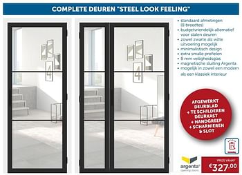 Promoties Complete deuren steel look feeling - Argenta - Geldig van 29/01/2019 tot 04/03/2019 bij Zelfbouwmarkt