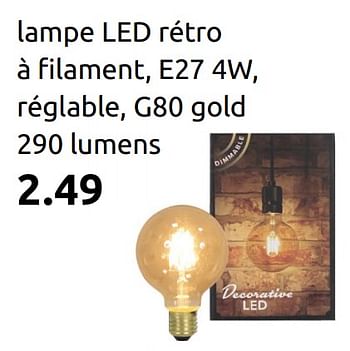 climax Exclusief Station Huismerk - Action Lampe led rétro à filament, e27 4w, réglable, g80 gold  290 lumens - Promotie bij Action