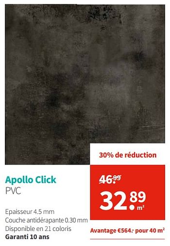 Promotions Apollo click pvc - Produit Maison - Carpetright - Valide de 22/01/2019 à 31/01/2019 chez Carpetright