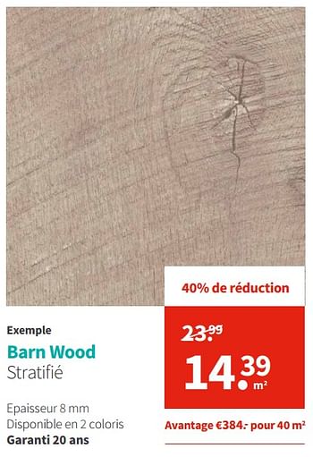 Promotions Barn wood stratifié - Produit Maison - Carpetright - Valide de 22/01/2019 à 31/01/2019 chez Carpetright