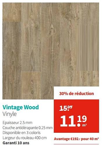 Promotions Vintage wood vinyle - Produit Maison - Carpetright - Valide de 22/01/2019 à 31/01/2019 chez Carpetright