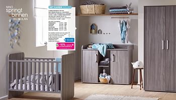 Promoties 3-delige babykamer met kast met 2 deuren - Huismerk - Dreamland - Geldig van 01/01/2019 tot 31/12/2019 bij Dreambaby