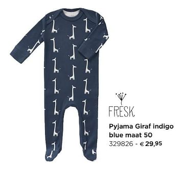 Promotions Pyjama giraf indigo blue - Fresk - Valide de 01/01/2019 à 31/12/2019 chez Dreambaby