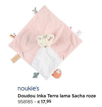Promoties Doudou inka terra lama sacha roze - Noukie's - Geldig van 01/01/2019 tot 31/12/2019 bij Dreambaby
