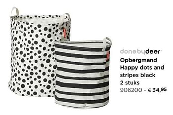 Promotions Opbergmand happy dots and stripes black - Done by Deer - Valide de 01/01/2019 à 31/12/2019 chez Dreambaby