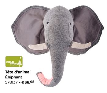Promotions Tête d`animal éléphant - Child Wood - Valide de 01/01/2019 à 31/12/2019 chez Dreambaby