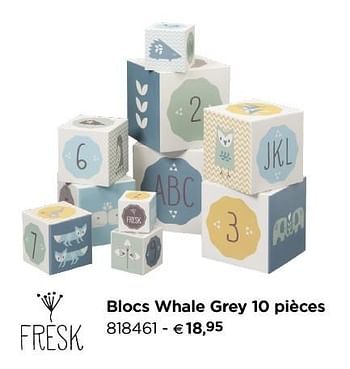 Promotions Blocs whale grey 10 pièces - Fresk - Valide de 01/01/2019 à 31/12/2019 chez Dreambaby