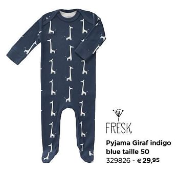 Promotions Pyjama giraf indigo blue - Fresk - Valide de 01/01/2019 à 31/12/2019 chez Dreambaby