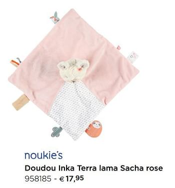 Promotions Doudou inka terra lama sacha rose - Noukie's - Valide de 01/01/2019 à 31/12/2019 chez Dreambaby