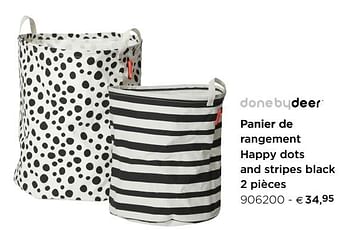 Promotions Panier de rangement happy dots and stripes black - Done by Deer - Valide de 01/01/2019 à 31/12/2019 chez Dreambaby