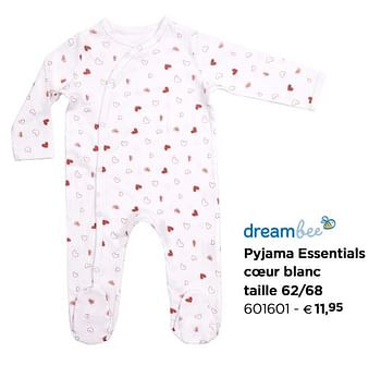Promotions Pyjama Essentials coeur blanc taille - Dreambee - Valide de 01/01/2019 à 31/12/2019 chez Dreambaby